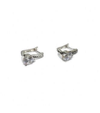 E000900 Sterling Silver Earrings With 6mm Cubic Zirconia Solid Hallmarked 925 Handmade